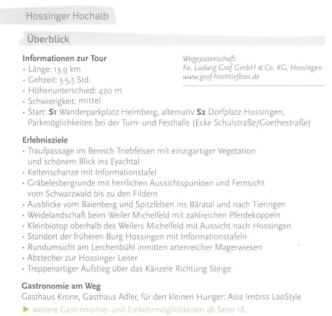 Übersicht Hossinger Hochalbpfad Trauf-Tänzer-Runde Übersicht Hossinger Hochalbpfad Trauf-Tänzer-Runde