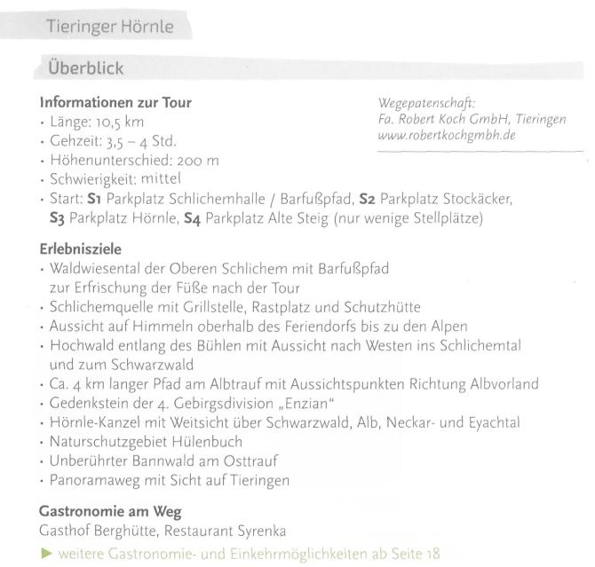 Übersicht Tieringer Hörnle Infos zur Wandertour